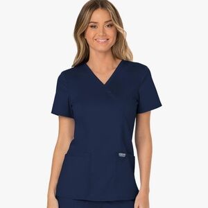 Cherokee Scrubs for Women Mock Wrap Top with 3 Pocket, Back Princess Seams WW610